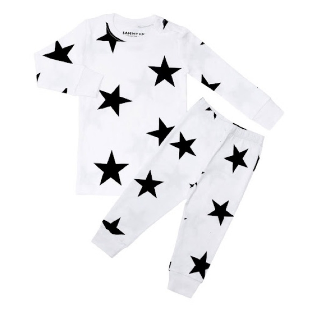 Sammy & Nat Black Bold Star PJs (2T)